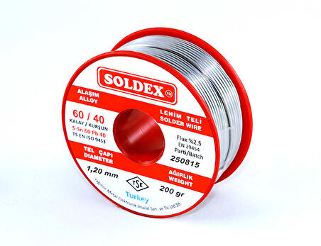 Soldex 60-40 Lehim Teli 200 Gr 0,75 mm - Sn:60 / Pb:40