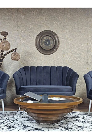 İstiridye Takım Beyaz Boyalı Sivriltme Ayak Çay Seti Koltuk Takımı Füme Renk 110 x 48 Boyut/Ebat