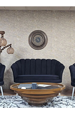 İstiridye Takım Beyaz Boyalı Sivriltme Ayak Çay Seti Koltuk Takımı Siyah Renk 110 x 48 Boyut/Ebat