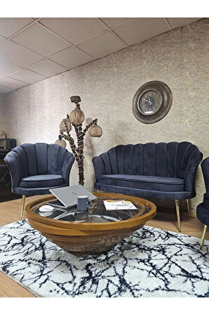 İstiridye Takım Gold Kaplama Sivriltme Ayak Çay Seti Koltuk Takımı Füme Renk 110 x 48 Boyut/Ebat