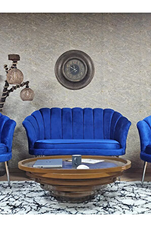 İstiridye Takım Krom Kaplama Sivriltme Ayak Çay Seti Koltuk Takımı Mavi Renk 110 x 48 Boyut/Ebat