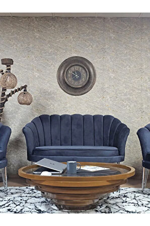 İstiridye Takım Krom Kaplama Telli Ayak Çay Seti Koltuk Takımı Füme Renk 110 x 48 Boyut/Ebat