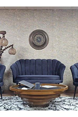 İstiridye Takım Siyah Boyalı Sivriltme Ayak Çay Seti Koltuk Takımı Füme Renk 110 x 48 Boyut/Ebat