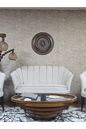 İstiridye Takım Siyah Boyalı Telli Ayak Çay Seti Koltuk Takımı Krem Renk 110 x 48 Boyut/Ebat