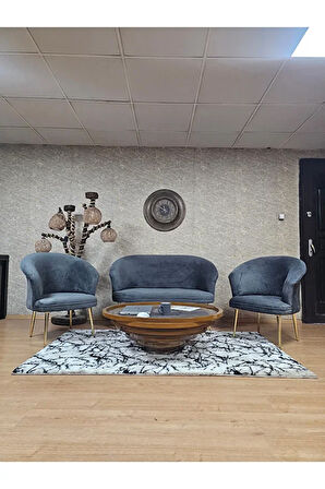 TEDDY Takım Gold Kaplama Sivriltme Ayak Çay Seti Koltuk - Berjer , Balkon, Salon, Ofis Füme Renk 40 x 125 Boyut/Ebat