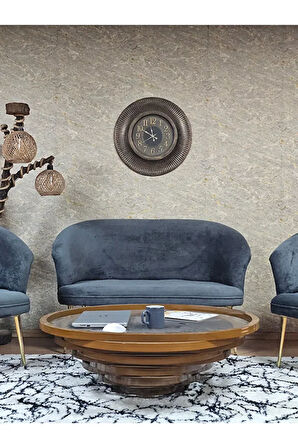 TEDDY Takım Gold Kaplama Sivriltme Ayak Çay Seti Koltuk - Berjer , Balkon, Salon, Ofis Füme Renk 40 x 125 Boyut/Ebat