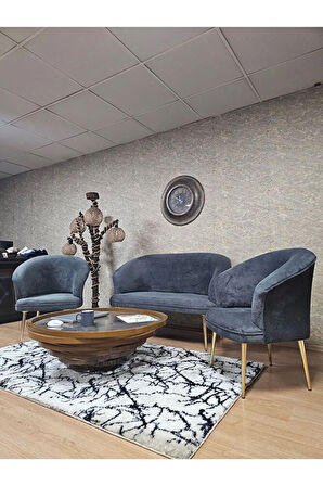 TEDDY Takım Gold Kaplama Sivriltme Ayak Çay Seti Koltuk - Berjer , Balkon, Salon, Ofis Füme Renk 40 x 125 Boyut/Ebat