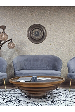 TEDDY Takım Gold Kaplama Sivriltme Ayak Çay Seti Koltuk - Berjer , Balkon, Salon, Ofis Gri Renk 40 x 125 Boyut/Ebat