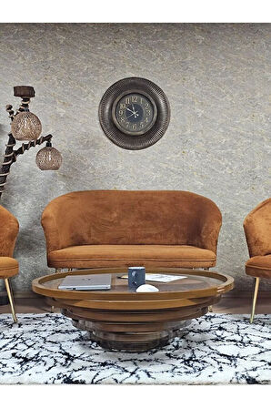 TEDDY Takım Gold Kaplama Sivriltme Ayak Çay Seti Koltuk - Berjer , Balkon, Salon, Ofis Kiremit Renk 40 x 125 Boyut/Ebat