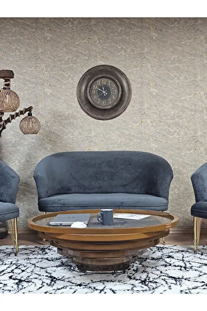 TEDDY Takım Gold Kaplama Telli Ayak Çay Seti Koltuk - Berjer , Balkon, Salon, Ofis Füme Renk 40 x 125 Boyut/Ebat