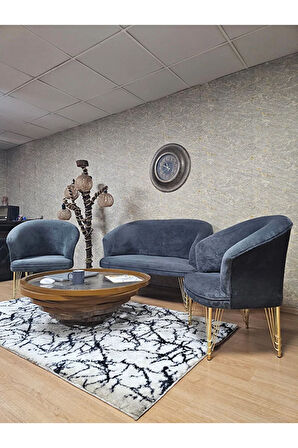 TEDDY Takım Gold Kaplama Telli Ayak Çay Seti Koltuk - Berjer , Balkon, Salon, Ofis Füme Renk 40 x 125 Boyut/Ebat