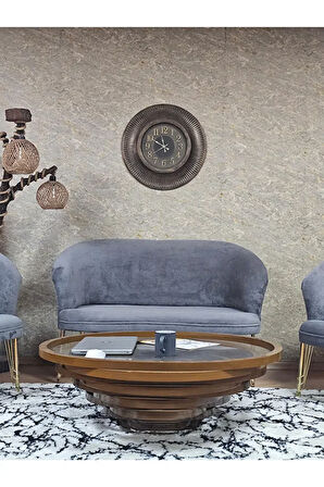 TEDDY Takım Gold Kaplama Telli Ayak Çay Seti Koltuk - Berjer , Balkon, Salon, Ofis Gri Renk 40 x 125 Boyut/Ebat