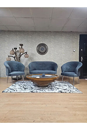 TEDDY Takım Krom Kaplama Sivriltme Ayak Çay Seti Koltuk - Berjer , Balkon, Salon, Ofis Füme Renk 40 x 125 Boyut/Ebat