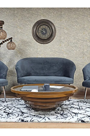 TEDDY Takım Krom Kaplama Sivriltme Ayak Çay Seti Koltuk - Berjer , Balkon, Salon, Ofis Füme Renk 40 x 125 Boyut/Ebat