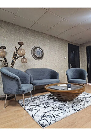 TEDDY Takım Krom Kaplama Sivriltme Ayak Çay Seti Koltuk - Berjer , Balkon, Salon, Ofis Füme Renk 40 x 125 Boyut/Ebat