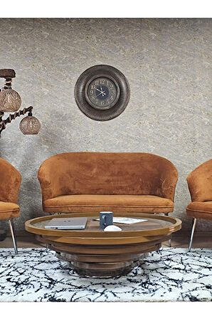 TEDDY Takım Krom Kaplama Sivriltme Ayak Çay Seti Koltuk - Berjer , Balkon, Salon, Ofis Kiremit Renk 40 x 125 Boyut/Ebat