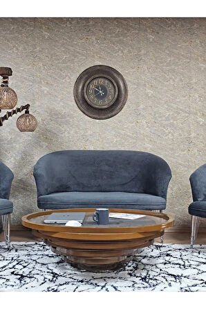 TEDDY Takım Krom Kaplama Telli Ayak Çay Seti Koltuk - Berjer , Balkon, Salon, Ofis Füme Renk 40 x 125 Boyut/Ebat