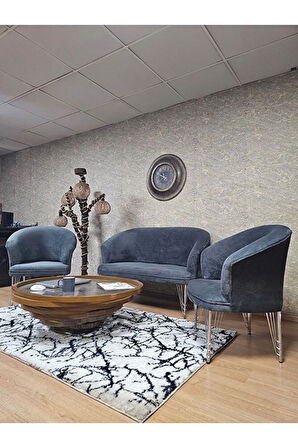 TEDDY Takım Krom Kaplama Telli Ayak Çay Seti Koltuk - Berjer , Balkon, Salon, Ofis Füme Renk 40 x 125 Boyut/Ebat