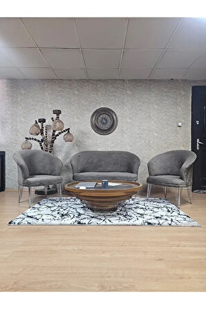 TEDDY Takım Krom Kaplama Telli Ayak Çay Seti Koltuk - Berjer , Balkon, Salon, Ofis Kahverengi Renk 40 x 125 Boyut/Ebat