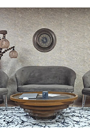 TEDDY Takım Krom Kaplama Telli Ayak Çay Seti Koltuk - Berjer , Balkon, Salon, Ofis Kahverengi Renk 40 x 125 Boyut/Ebat