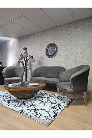 TEDDY Takım Krom Kaplama Telli Ayak Çay Seti Koltuk - Berjer , Balkon, Salon, Ofis Kahverengi Renk 40 x 125 Boyut/Ebat