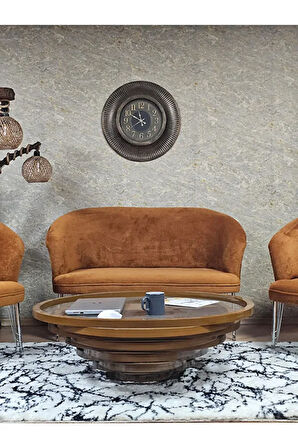 TEDDY Takım Krom Kaplama Telli Ayak Çay Seti Koltuk - Berjer , Balkon, Salon, Ofis Kiremit Renk 40 x 125 Boyut/Ebat