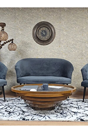 TEDDY Takım Siyah Boyalı Sivriltme Ayak Çay Seti Koltuk - Berjer , Balkon, Salon, Ofis Füme Renk 40 x 125 Boyut/Ebat