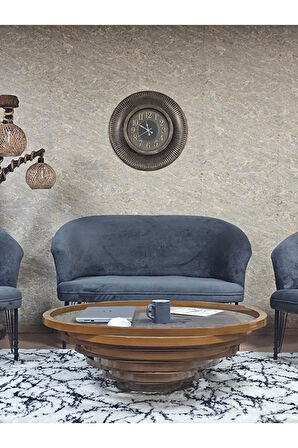 TEDDY Takım Siyah Boyalı Telli Ayak Çay Seti Koltuk - Berjer , Balkon, Salon, Ofis Füme Renk 40 x 125 Boyut/Ebat