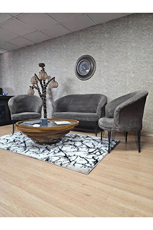 TEDDY Takım Siyah Boyalı Telli Ayak Çay Seti Koltuk - Berjer , Balkon, Salon, Ofis Kahverengi Renk 40 x 125 Boyut/Ebat