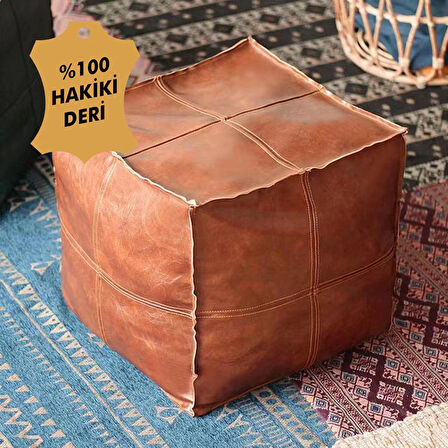 Tako %100 Hakiki Deri Puf - 45x45x45 cm