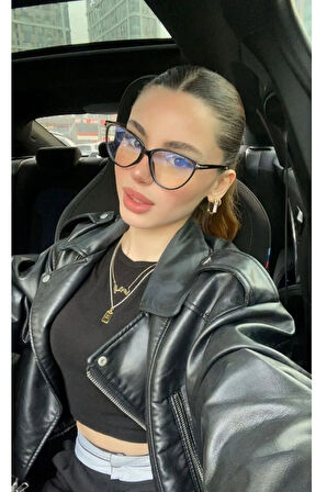 Ena Cat Eye T Aksesuarlı 58 Ekartman Siyah Mavi Işık Korumalı Gözlük