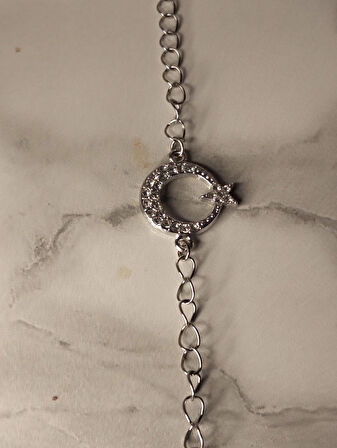 Zirkon taşlı Ayyıldız bileklik