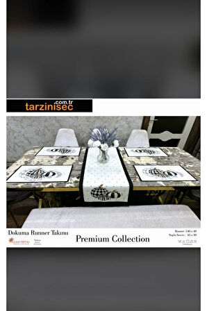 Balkabağı Desenli Runner Takımı 40 X 140