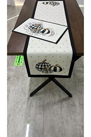Balkabağı Desenli Runner Takımı 40 X 140