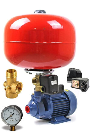 Bakır Sargı 24 Litre Küre Tanklı 0,50 Hp QB-60 Otomatik Hidrofor 2 Kat 2 Daire Pompa Seti
