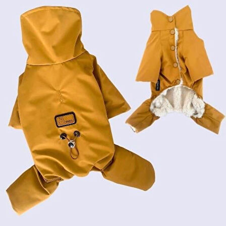 Gedyco Su Geçirmez içi Peluşlu Tarçın Küçük Irk Köpek Tulum Yağmurluk