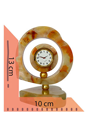 "Oniks Doğal Taş 2 Kalpli Dekoratif Saat - Şık ve Özel Hediye Seçeneği"