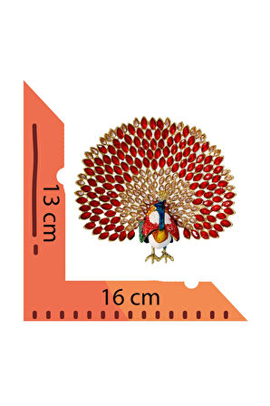 "Lüks Kristal Taşlı Metal Tavus Kuşu - Kırmızı Dekoratif Aksesuar"