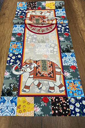 Fil Figürlü Etnik Desenli Runner 40x140 Cm