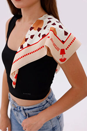 Krem Terrazzo - Amsterdam Model - Fular Estascarf