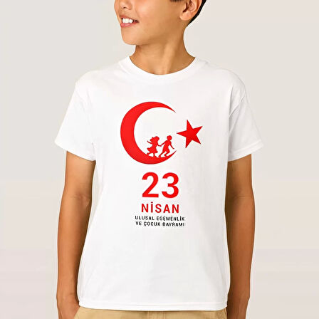 23 Nisan Çocuk Bayramı Baskılı Özel T-shirt - Beyaz