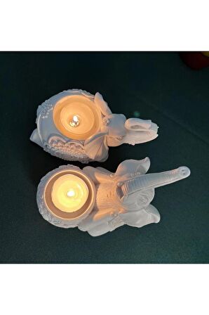 Dekoratif Fil Mumluk Tealight Mumluk Beyaz