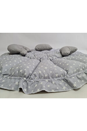 Küçük Gri Yıldız Gri Yuvarlak Babynest Uyku Ve Oyun Minderi