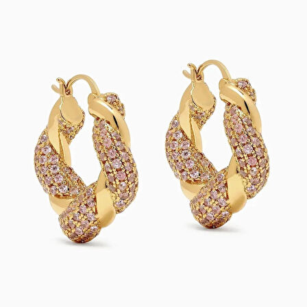 Çelik Özel Seri Taşlı, Gold Küpe