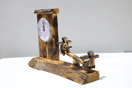  Ahşap Tahterevallili Masa Saati - El Yapımı Nostaljik Tasarım