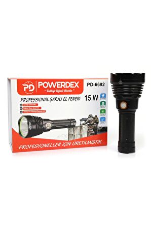 Powerdex Pd-6692 15 Watt 1000 Lümen Profesyonel Şarjlı El Feneri