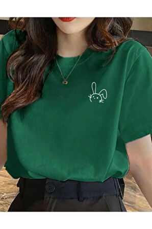 malkoçbey  küçük tavşan  detaylı basic oversize unisex  t-şhirt