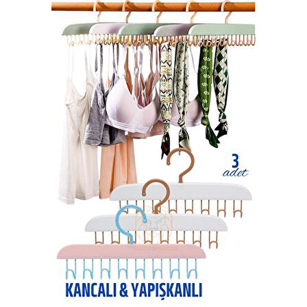 3 LÜ Sütyen Askısı Dolap İçi Şal Kravat Kemer Çanta Askısı