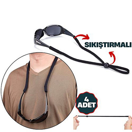 Savino 4 Adet Ayarlanabilir Sıkıştırmalı Gözlük İpi
