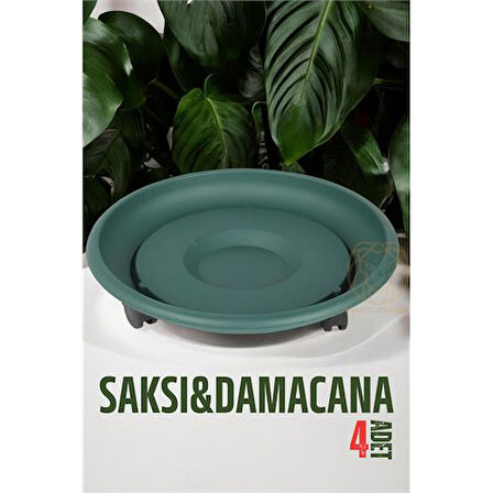 Tekerlekli Saksı Altığı 4 ADET 37 CM YEŞİL